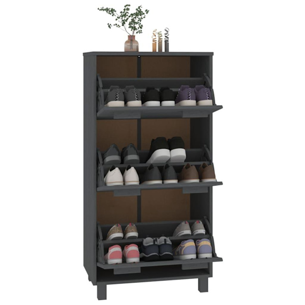 vidaXL Skoskåp mörkgrå 59,5x35x117 cm massiv furu grå