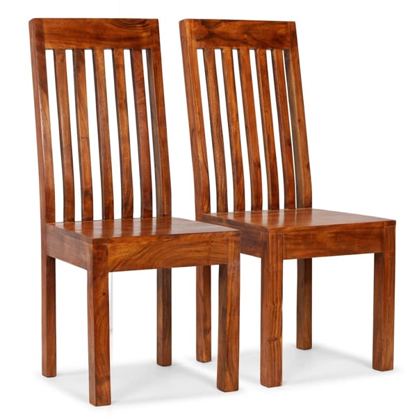 vidaXL Matstolar 2 st massivt trä med honungsfinish modern Brun