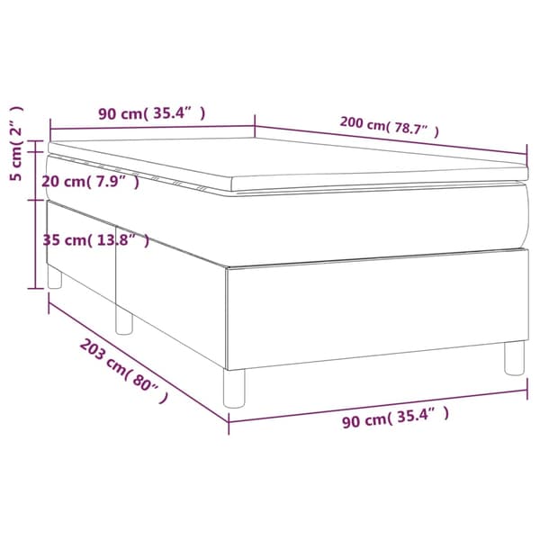 vidaXL Ramsäng med madrass ljusgrå 90x200 cm sammet Grå