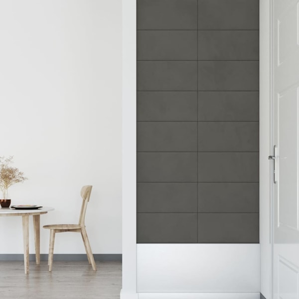 vidaXL Väggpaneler 12 st mörkgrå 60x30 cm sammet 2,16 m² Grå