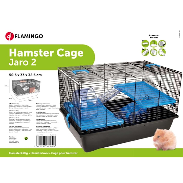 FLAMINGO Hamsterbur Jaro 2 50,5x33x32,5 cm svart och blå multifärg