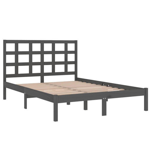 vidaXL Sängram grå massivt trä 200x200 cm Grå