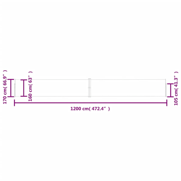 vidaXL Infällbar sidomarkis 170x1200 cm blå Blå