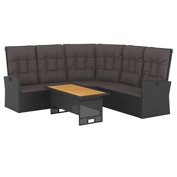 vidaXL Loungegrupp med dynor 2 delar svart konstrotting Svart