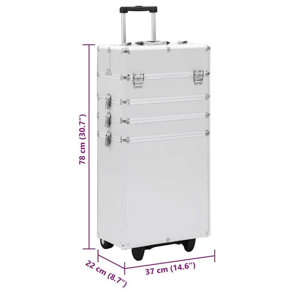 vidaXL Sminklåda aluminium silver Silver