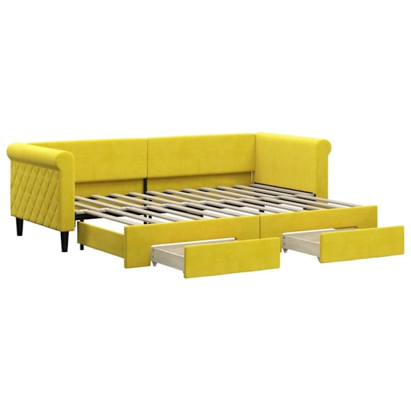 vidaXL Dagbädd utdragbar med lådor gul 80x200 cm sammet Gul