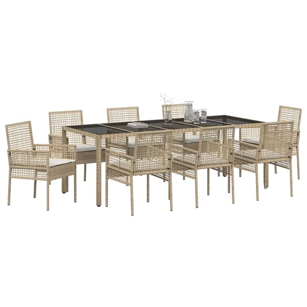 vidaXL Trädgårdsmöbelset 9 st Beige konstrotting Beige