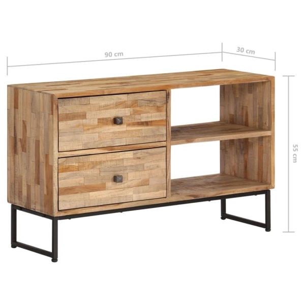 vidaXL TV-bänk massiv återvunnen teak 90x30x55 cm Brun