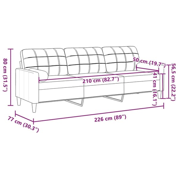 vidaXL 3-sitssoffa med prydnadskuddar mörkgrön 210 cm sammet Grön