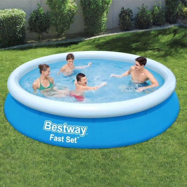 Bestway Pool uppblåsbar Fast Set rund 366x76 cm 57273 Blå