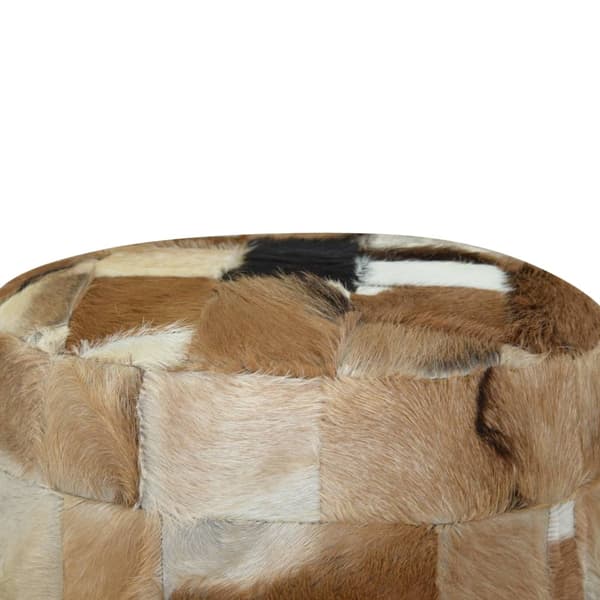 vidaXL Puff getskinnsläder runt 50x50x45 cm multifärg