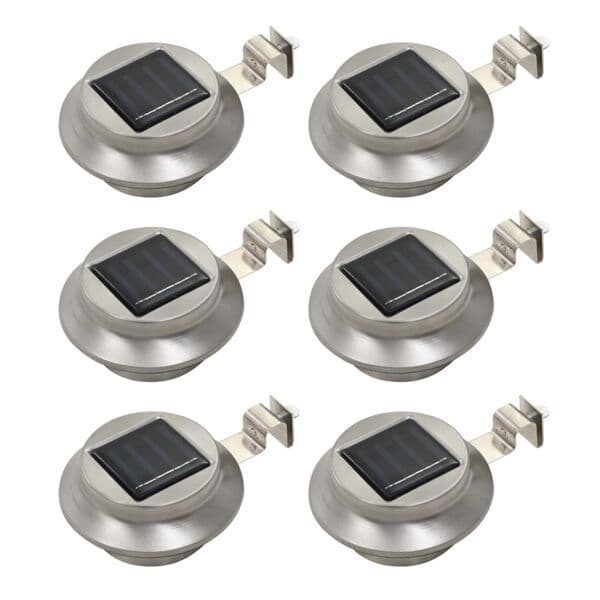 vidaXL Sollampa LED set 6 st rund 12 cm vit Silver