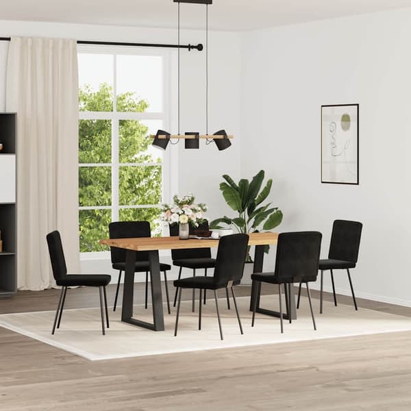 vidaXL Matstolar 6 st svart sammet Svart