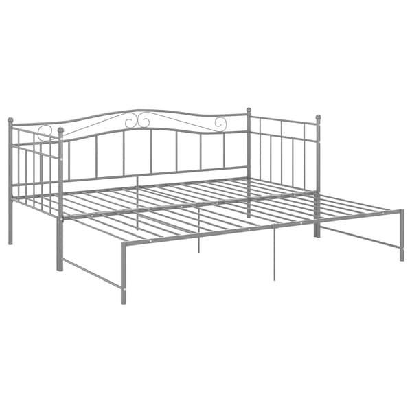 vidaXL Utdragbar sängram bäddsoffa grå metall 90x200 cm grå