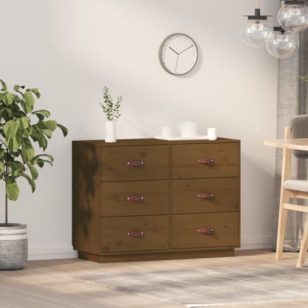 vidaXL Skänk honungsbrun 100x40x75 cm massiv furu Brun