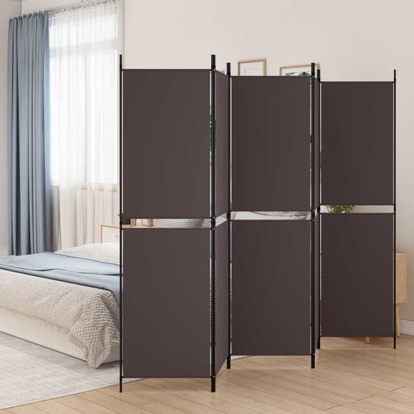 vidaXL Rumsavdelare 5 paneler brun 250x180 cm tyg Brun