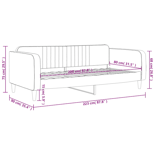 vidaXL Dagbädd blå 80x200 cm sammet Blå