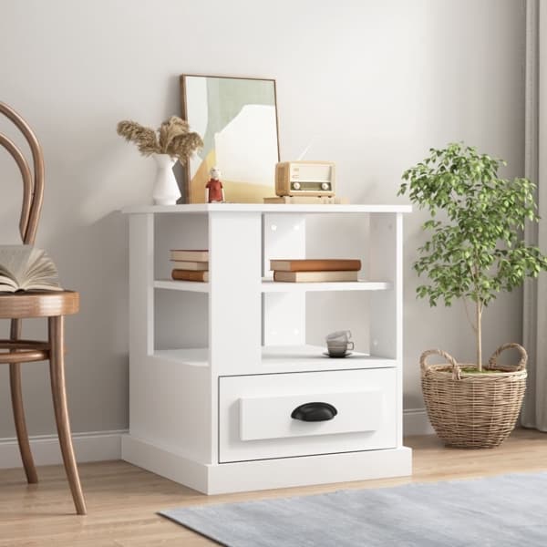vidaXL Sängbord vit 50x50x60 cm konstruerat trä Vit