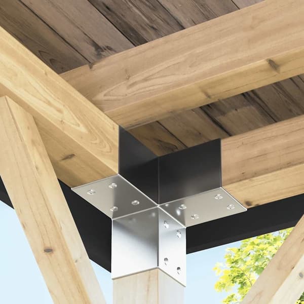vidaXL Stolpbeslag 4 st Y-form galvaniserad metall 71x71 mm Silver