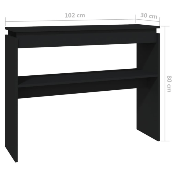 vidaXL Avlastningsbord svart 102x30x80 cm konstruerat trä Svart