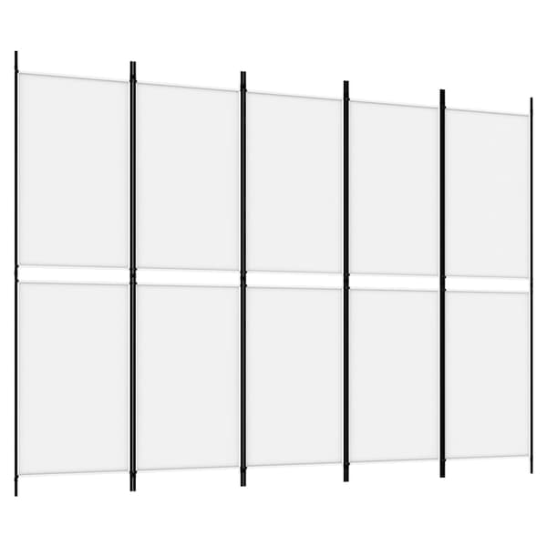 vidaXL Rumsavdelare 5 paneler vit 250x180 cm tyg Vit