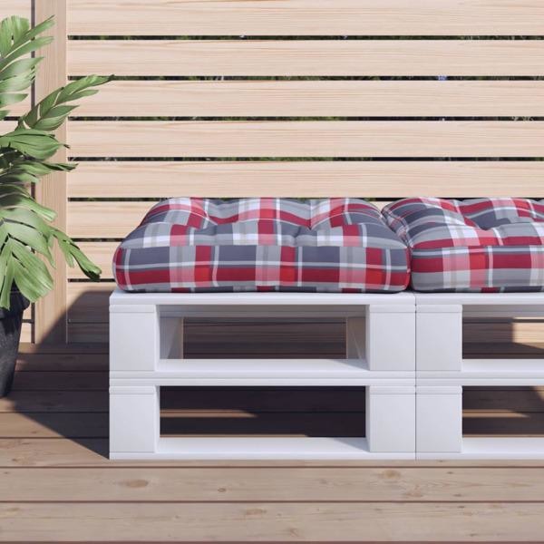 vidaXL Palldyna rödrutig 58x58x10 cm tyg multifärg