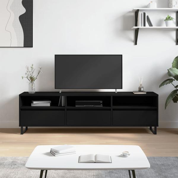 vidaXL Tv-bänk svart 150x30x44,5 cm konstruerat trä Svart