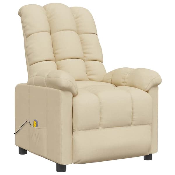 vidaXL Massagefåtölj gräddvit tyg Creme