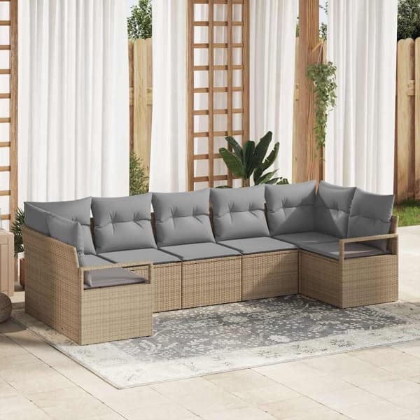 vidaXL Soffset 7 st Beige konstrotting Beige