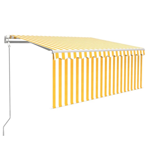 vidaXL Automatiserad markis vindsensor rullgardin LED 3x2,5m gul/vit Gul