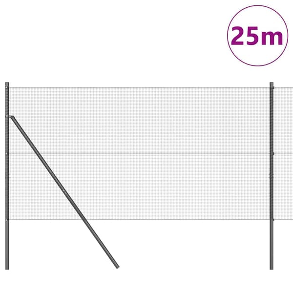 vidaXL Utomhus Svetsat Trådstängsel Markfäste 25 x 1,2 m Grå Mesh Grå