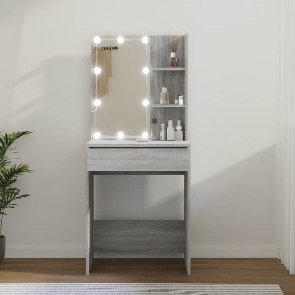vidaXL Sminkbord med LED grå sonoma 60x40x140 cm Grå