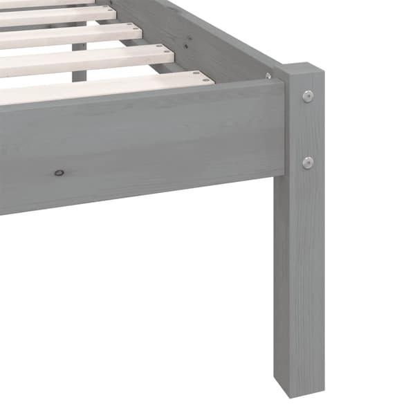 vidaXL Sängram grå massiv furu 90x200 cm grå