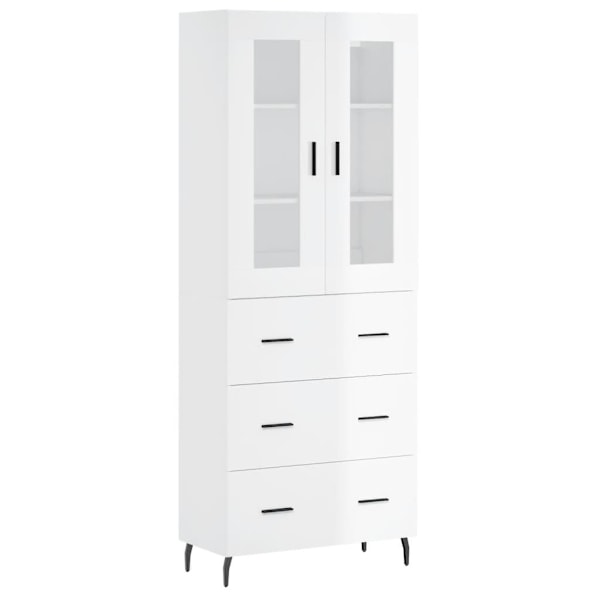 vidaXL Högskåp högglans vit 69,5x34x180 cm konstruerat trä Vit