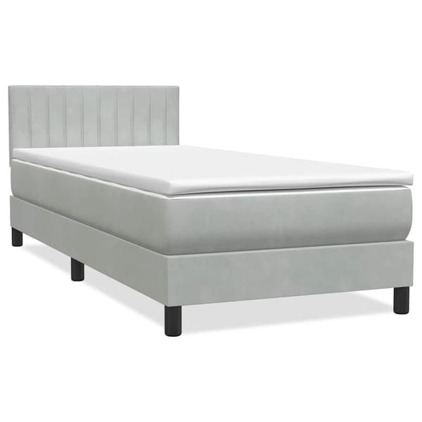 vidaXL Ramsäng med madrass ljusgrå 80x210 cm sammet Grå