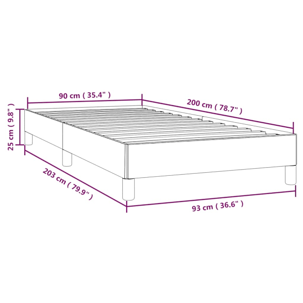 vidaXL Sängram svart 90x200 cm sammet Svart