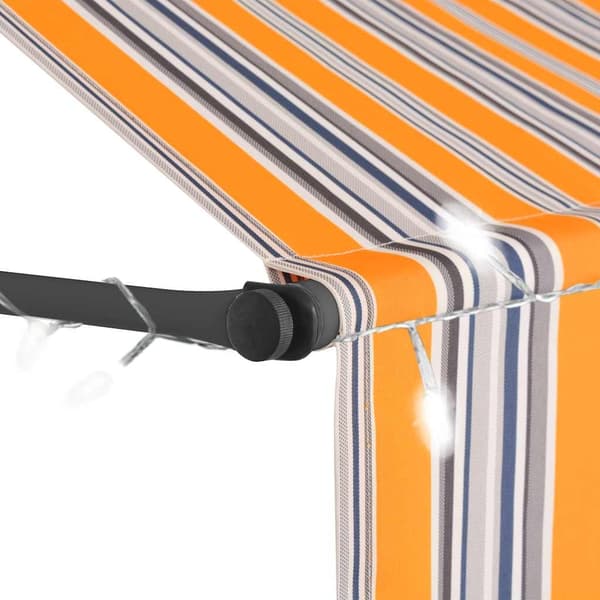 vidaXL Markis manuellt infällbar med LED 250 cm gul och blå multifärg