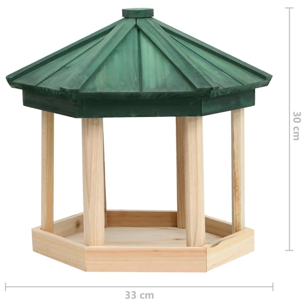 vidaXL Fågelmatare oktagonal massivt granträ 33x30 cm Brun