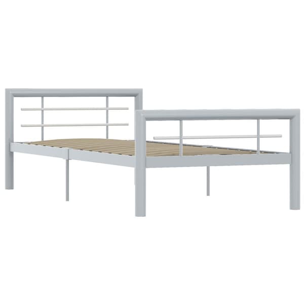 vidaXL Sängram grå och vit metall 100x200 cm grå