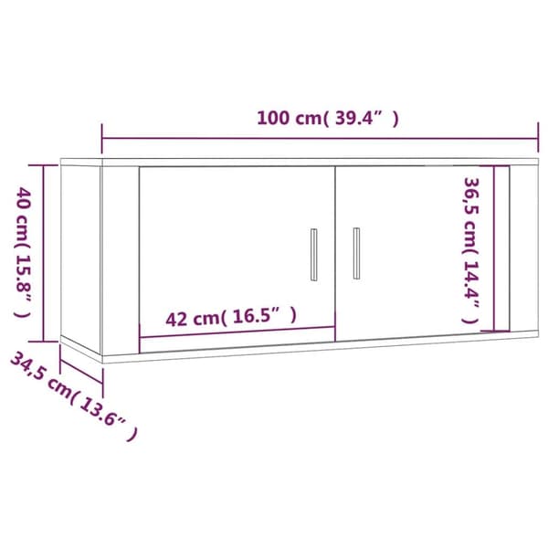 vidaXL Väggmonterade tv-skåp 2 st grå sonoma 100x34,5x40 cm Grå
