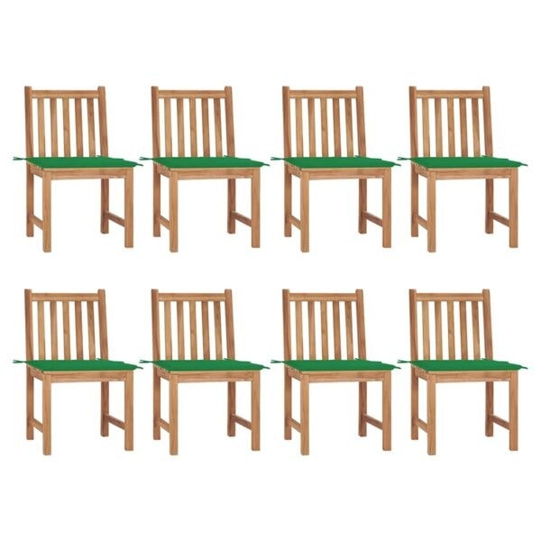 vidaXL Trädgårdsstolar 8 st med dynor massiv teak Grön