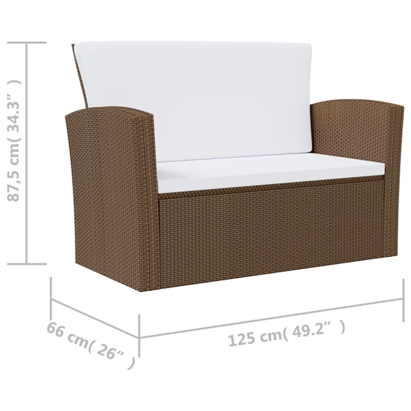 vidaXL Loungegrupp med dynor 16 delar konstrotting brun Brun