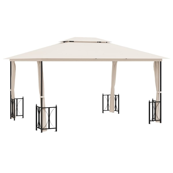 vidaXL Paviljong med draperier och dubbelt tak 3x4 m gräddvit Creme