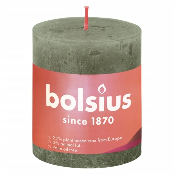 Bolsius Rustika blockljus 4-pack 80x68 mm olivgrön Grön