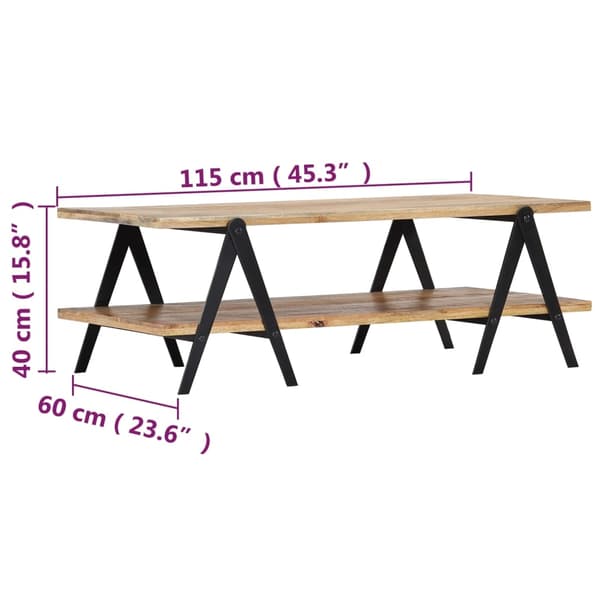 vidaXL Soffbord 115x60x40 cm massivt mangoträ Brun