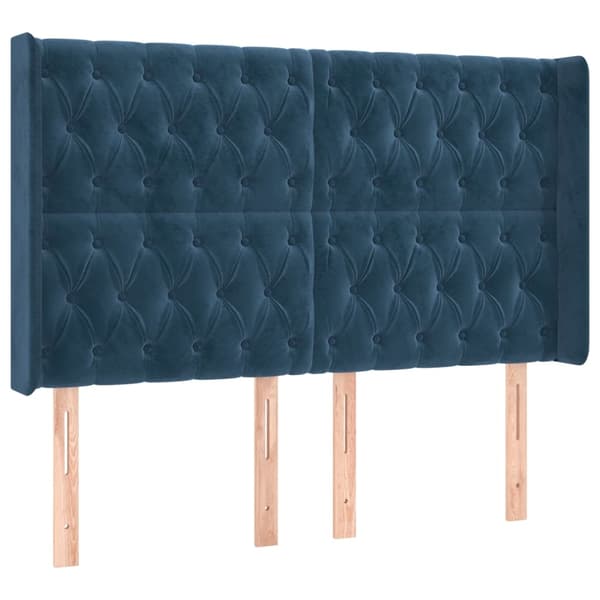 vidaXL Ramsäng med madrass & LED mörkblå 140x200 cm sammet Blå