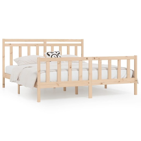 vidaXL Sängram massiv furu 200x200 cm Brun