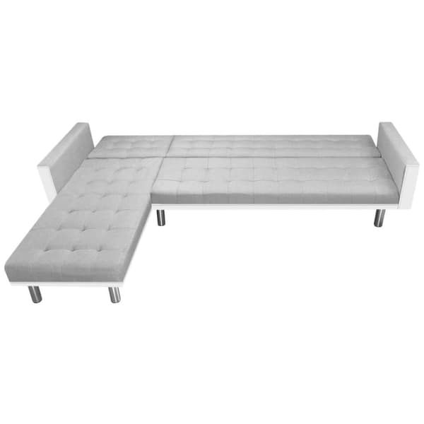 vidaXL Bäddsoffa tyg 218x155x69 cm vit och grå grå