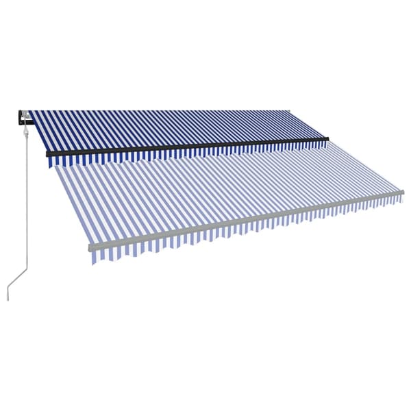 vidaXL Markis med vindsensor & LED 500x300 cm blå och vit Blå