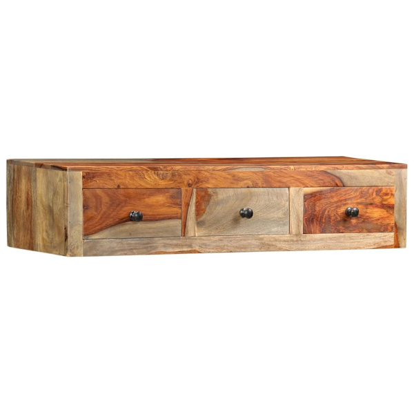 vidaXL Väggmonterat avlastningsbord 100x25x20 cm massivt sheshamträ Brun